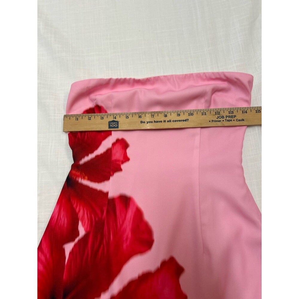 beginning boutique Temmie Pink Hibiscus Strapless Mini Dress XS - 2 - Picture 9 of 12